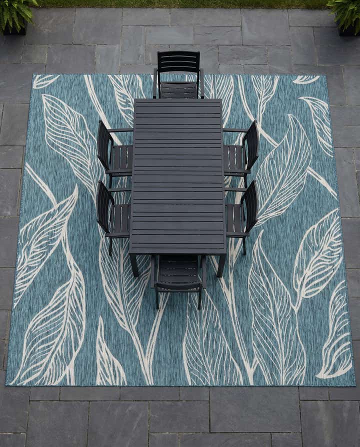 10' 8 x 10' 8 Easy-Clean Botanical Indoor / Outdoor Square Rug