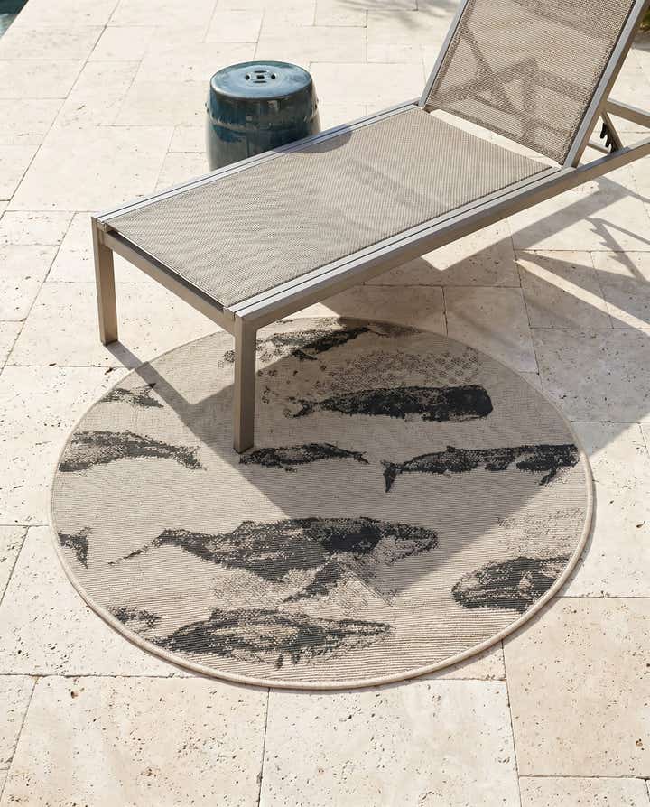 3' x 3' Easy-Clean Coastal Indoor / Outdoor Round Rug