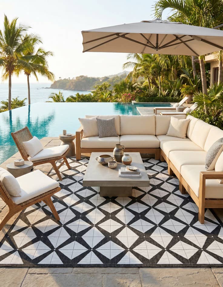 Detail image of 13' x 13' Easy-Clean Modern Indoor / Outdoor Square Rug