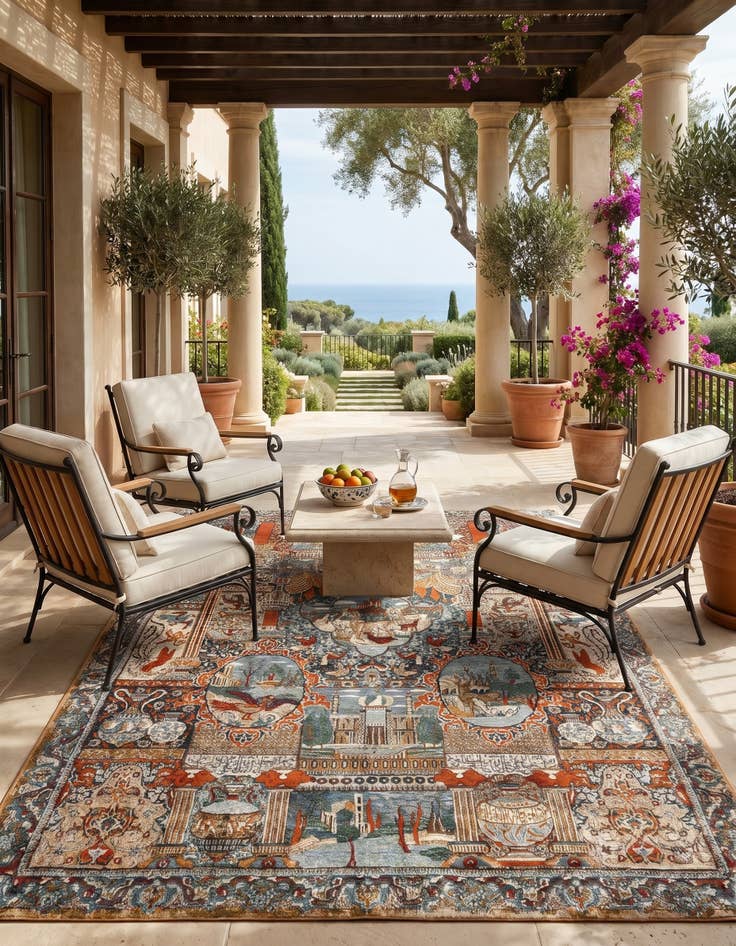 Detail image of 6' x 9' Easy-Clean Traditional Indoor / Outdoor Rug