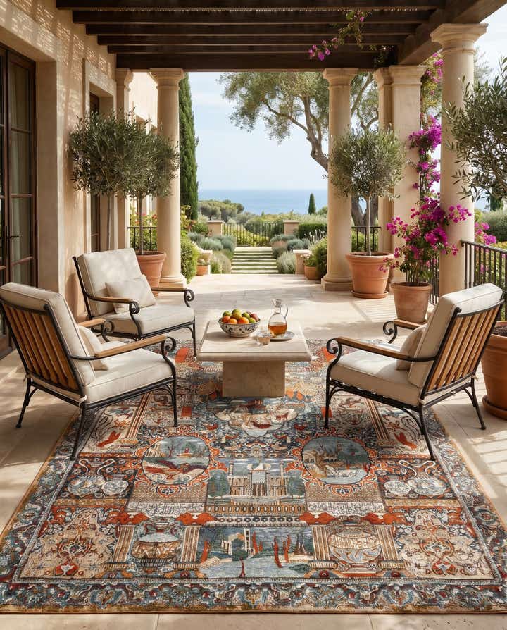 6' x 9' Easy-Clean Traditional Indoor / Outdoor Rug