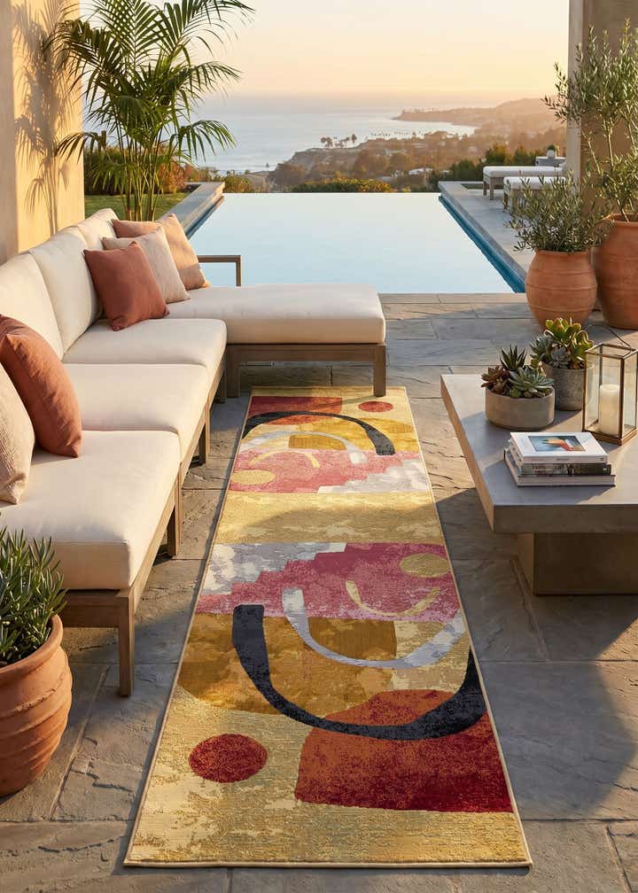2' 7 x 12' Easy-Clean Modern Indoor / Outdoor Runner Rug