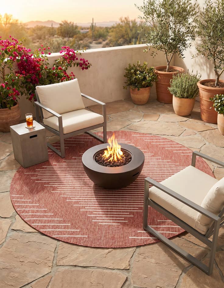Detail image of 6' x 6' Easy-Clean Modern Indoor / Outdoor Round Rug
