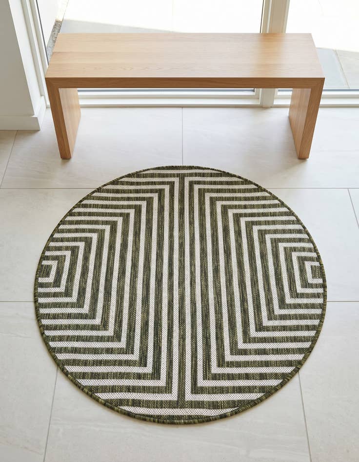 Detail image of 3' x 3' Easy-Clean Modern Indoor / Outdoor Round Rug