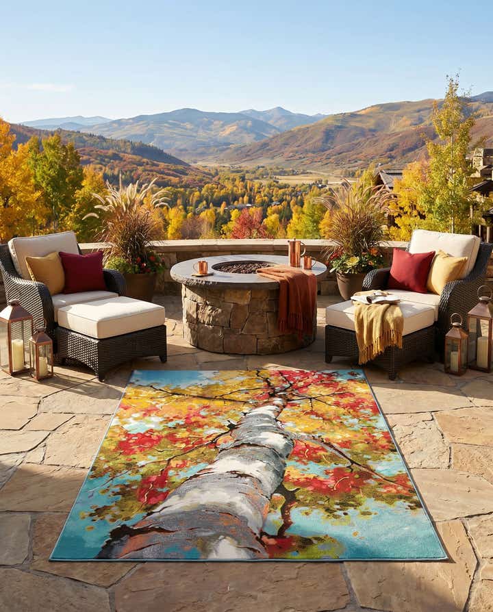 5' 3 x 8' Easy-Clean Botanical Indoor / Outdoor Rug