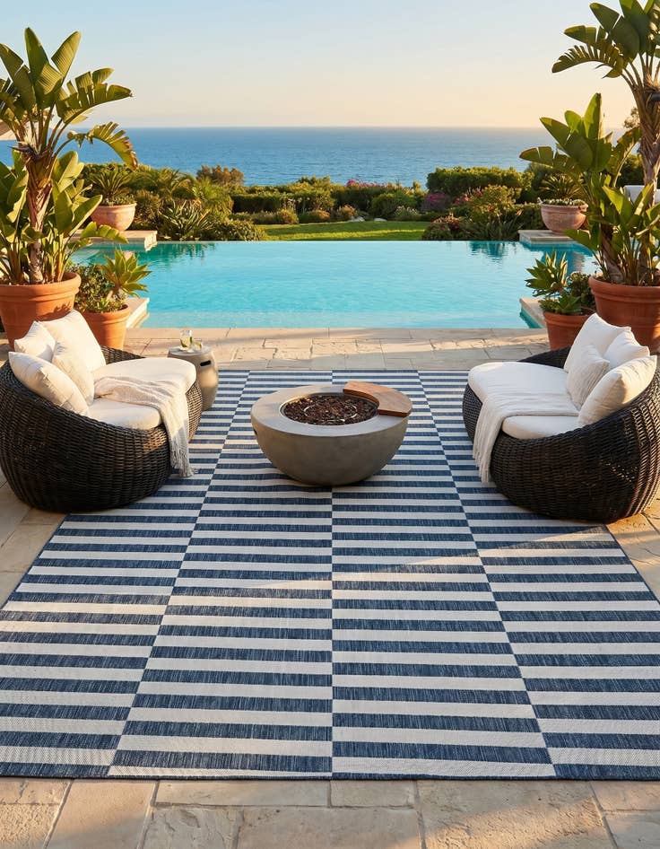 Detail image of 7' 10 x 10' Easy-Clean Ribbon Indoor / Outdoor Rug