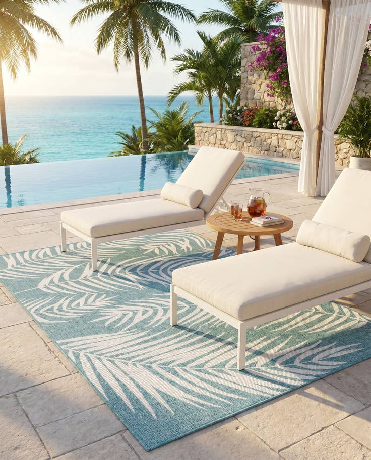 Detail image of 5' 3 x 8' Easy-Clean Botanical Indoor / Outdoor Rug