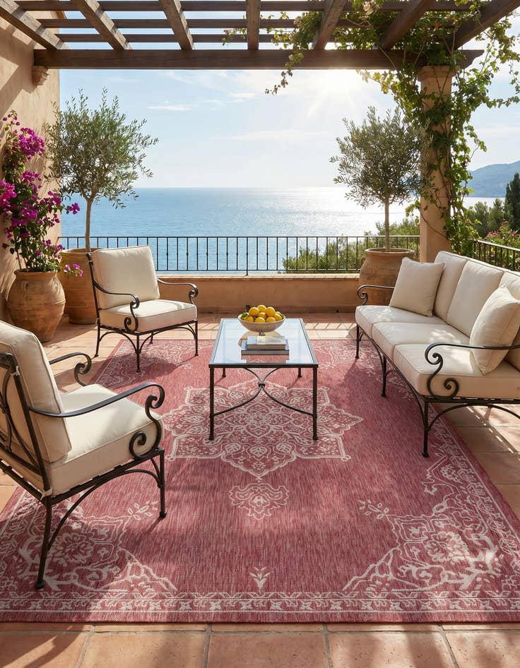 Detail image of 7' 10 x 10' Easy-Clean Traditional Indoor / Outdoor Rug