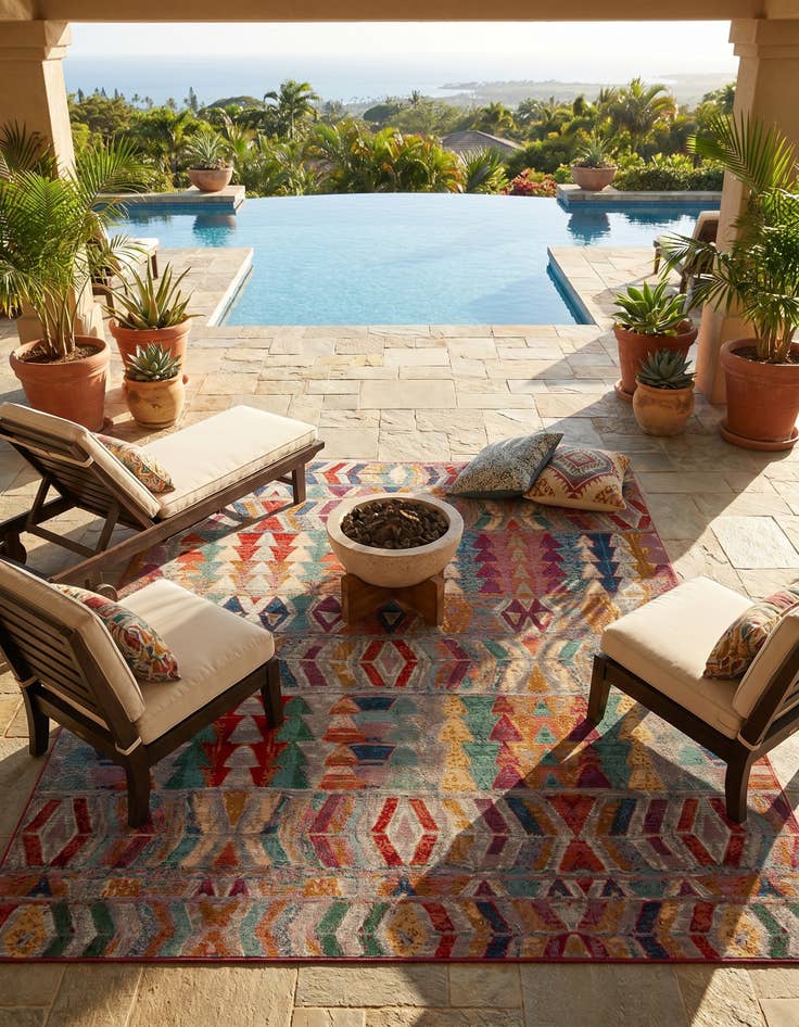 Detail image of 10' x 12' Easy-Clean Modern Indoor / Outdoor Rug
