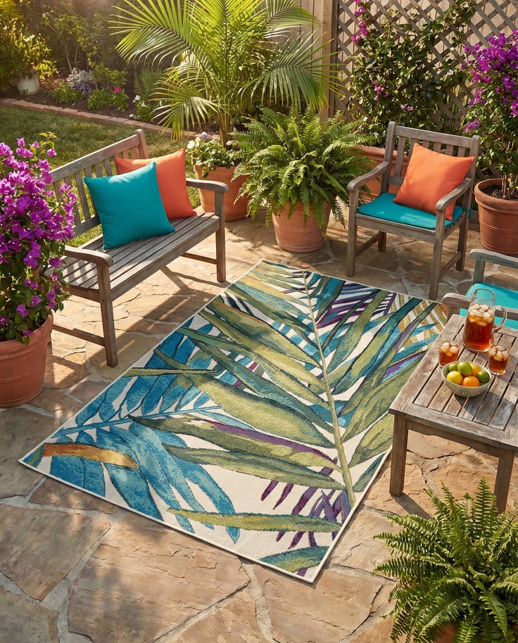 Detail image of 3' 3 x 5' 3 Easy-Clean Botanical Indoor / Outdoor Rug