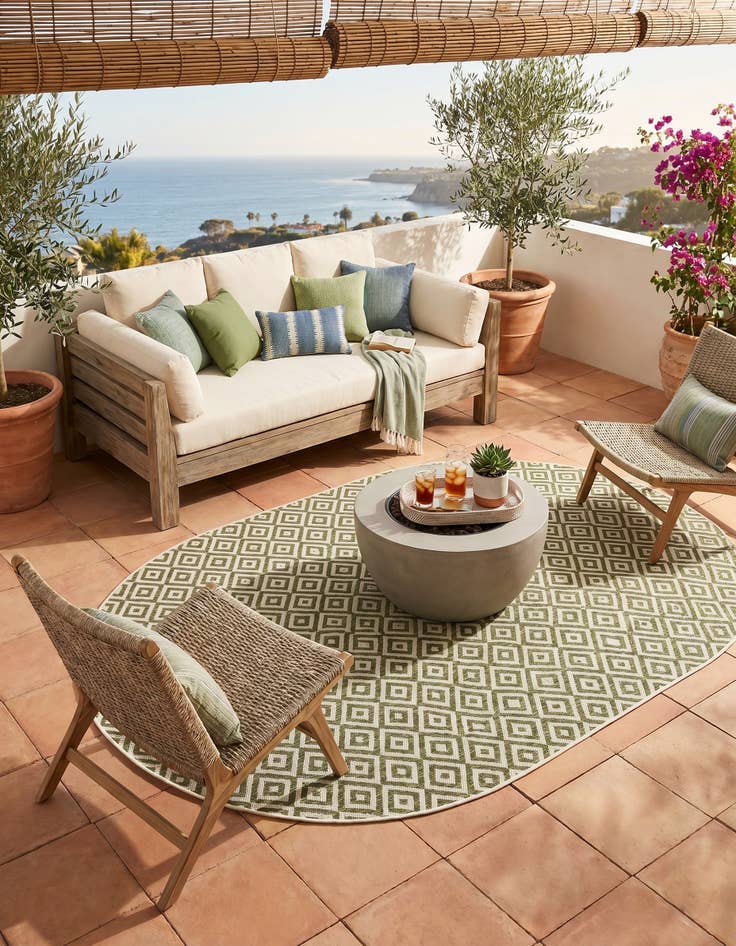 Detail image of 5' 3 x 8' Easy-Clean Jill Zarin Costa Rica Indoor / Outdoor Oval Rug