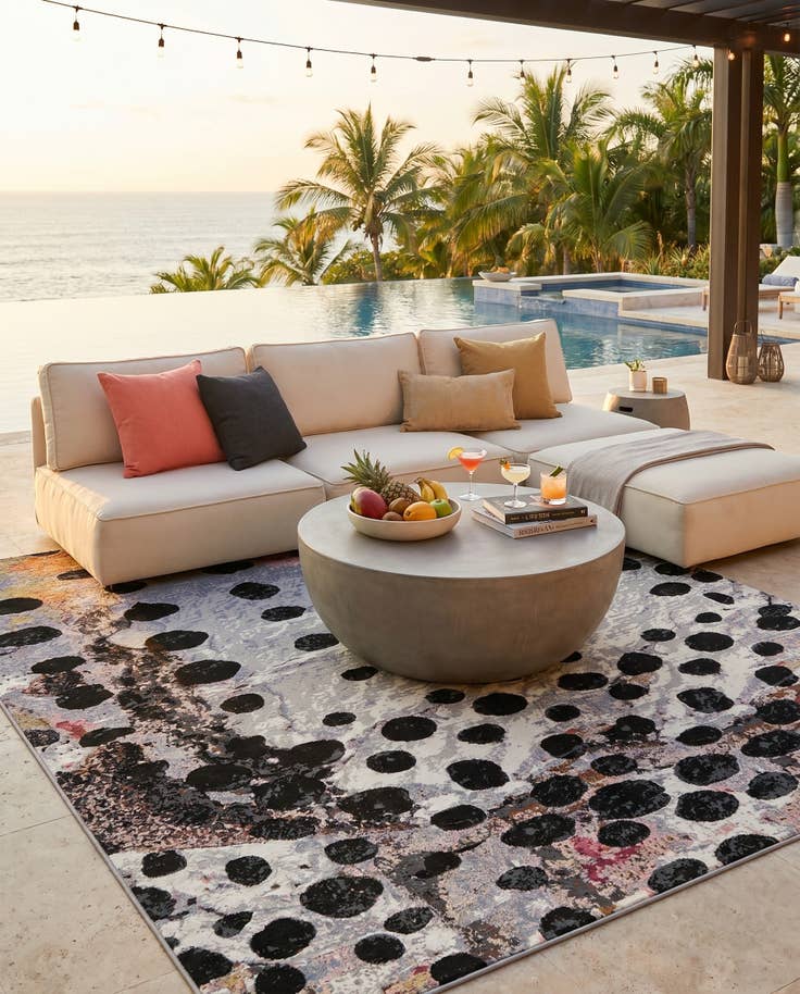 Detail image of 7' 10 x 10' Easy-Clean Modern Indoor / Outdoor Rug