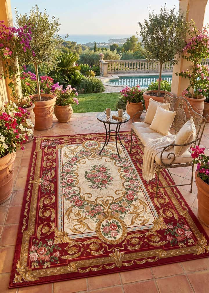 5' x 8' Easy-Clean Traditional Indoor / Outdoor Rug