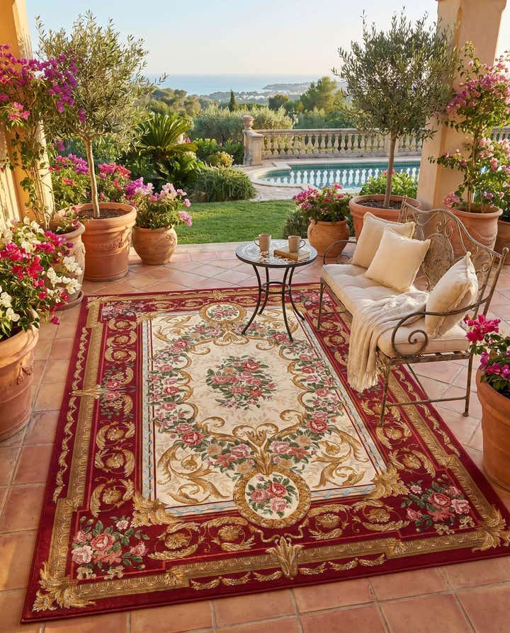 5' x 8' Easy-Clean Traditional Indoor / Outdoor Rug