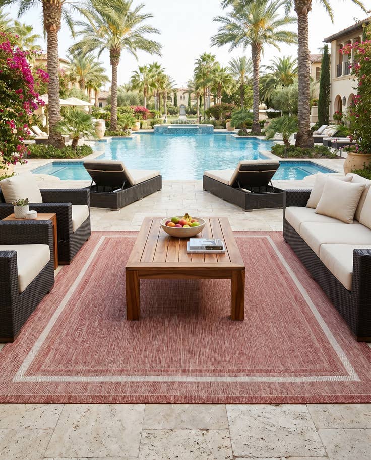 Detail image of 7' 10 x 10' Easy-Clean Border Indoor / Outdoor Rug