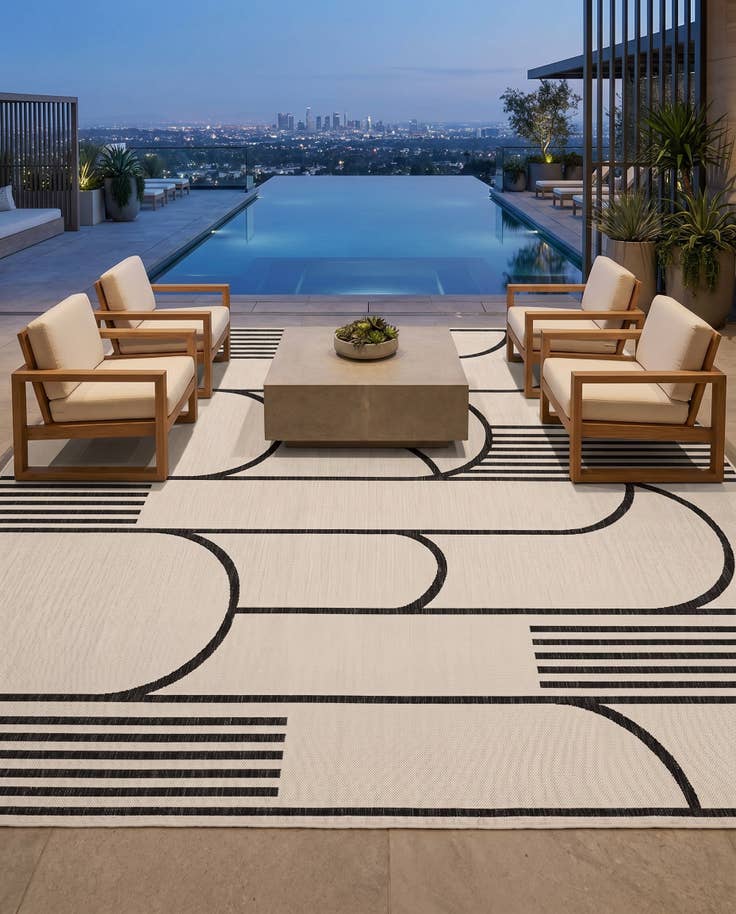 Detail image of 10' x 10' Easy-Clean Modern Indoor / Outdoor Square Rug