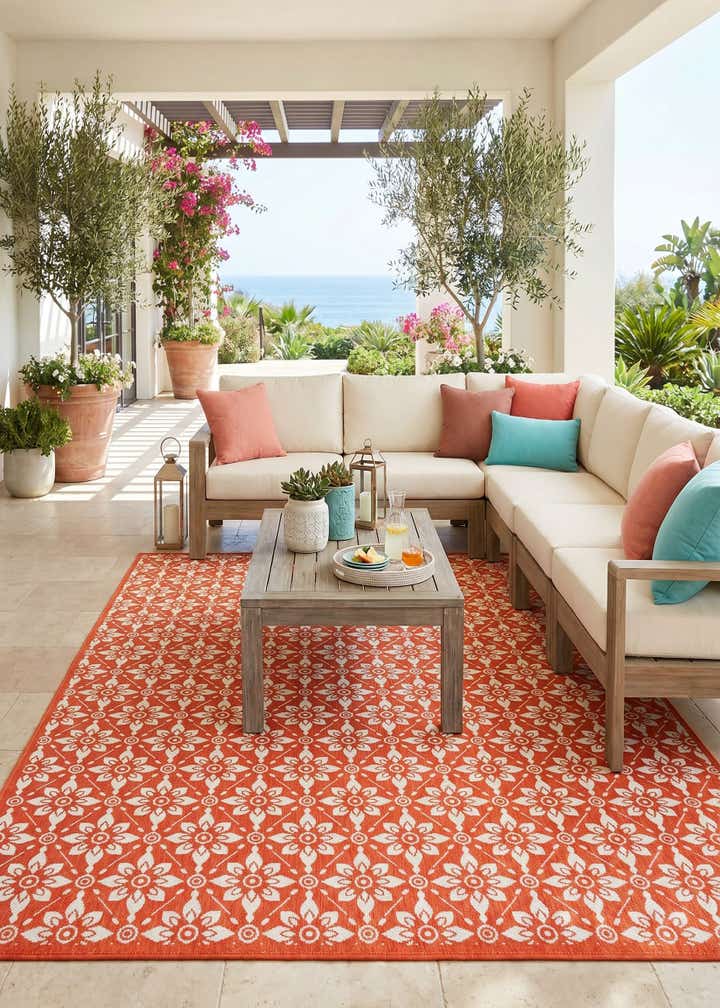 9' x 12' Easy-Clean Lattice Indoor / Outdoor Rug