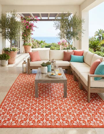 9' x 12' Easy-Clean Trellis Indoor / Outdoor Rug
