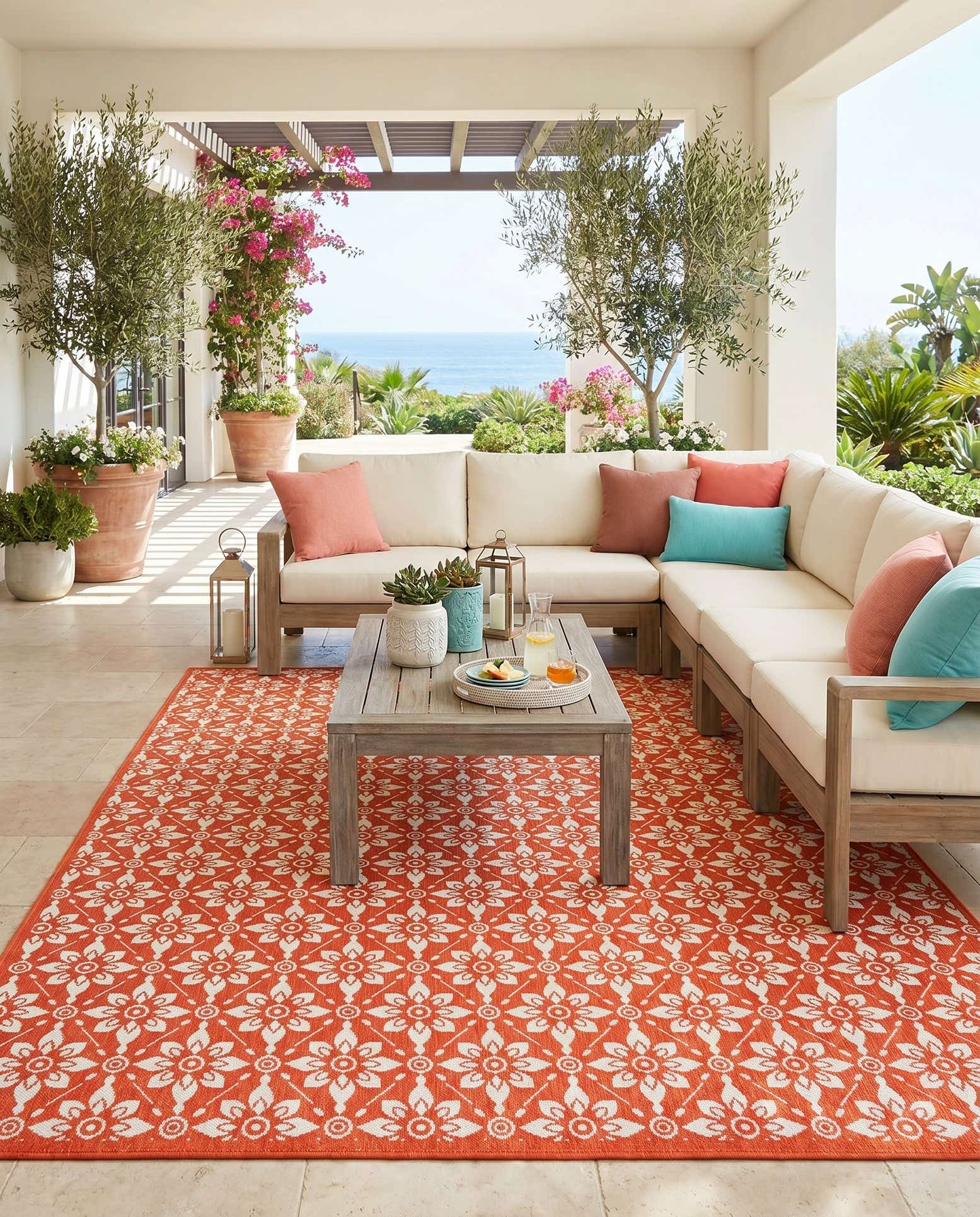 9' x 12' Easy-Clean Trellis Indoor / Outdoor Rug