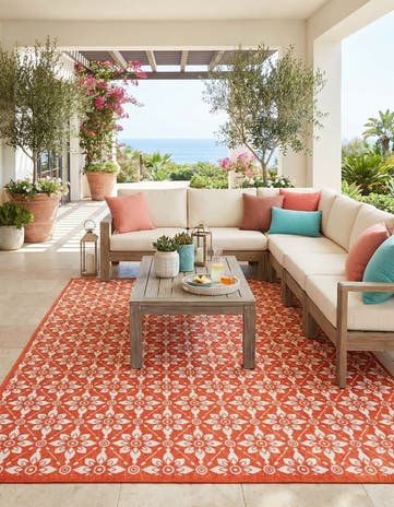 9' x 12' Easy-Clean Trellis Indoor / Outdoor Rug