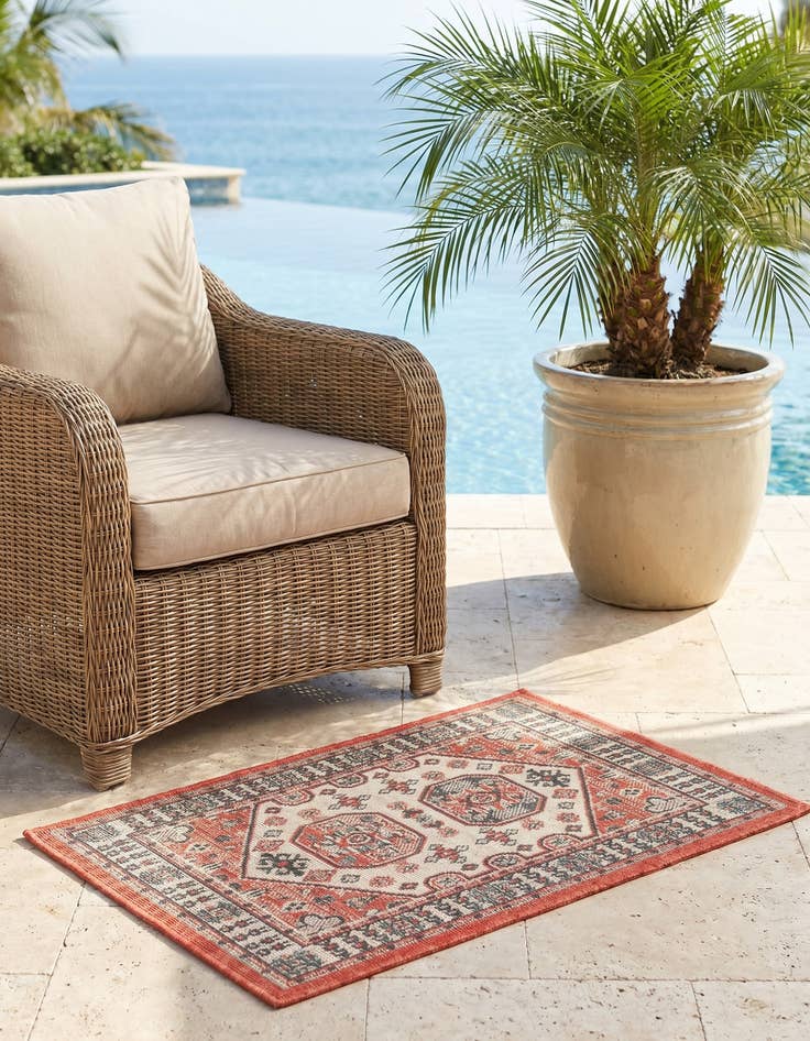 Detail image of 2' x 3' Easy-Clean Traditional Indoor / Outdoor Rug