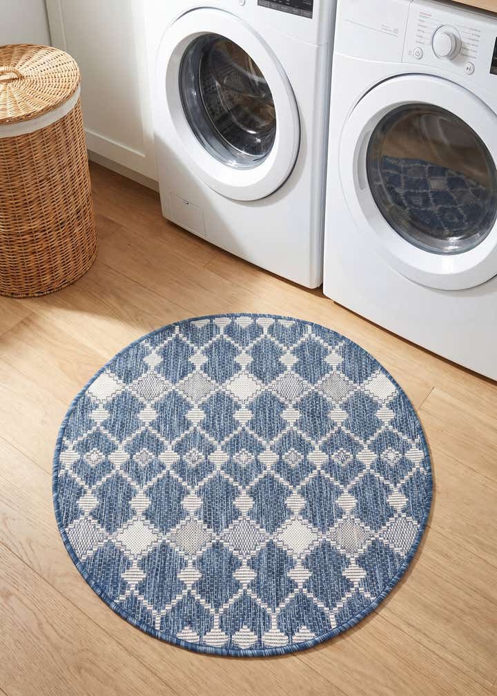 3' x 3' Easy-Clean Trellis Indoor / Outdoor Round Rug