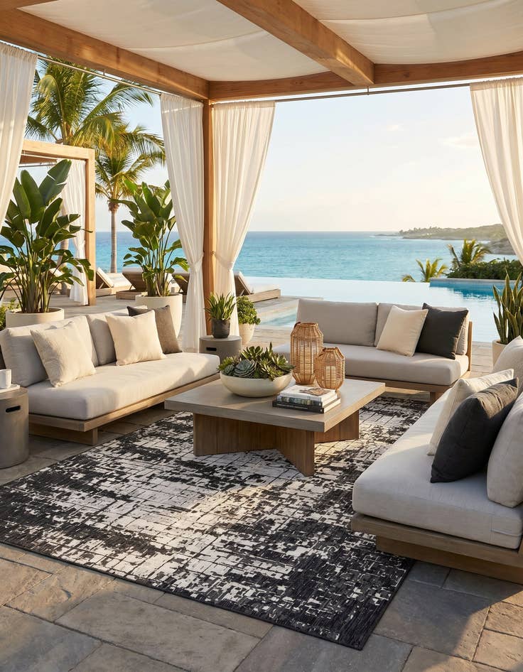 Detail image of 9' x 12' Easy-Clean Modern Indoor / Outdoor Rug