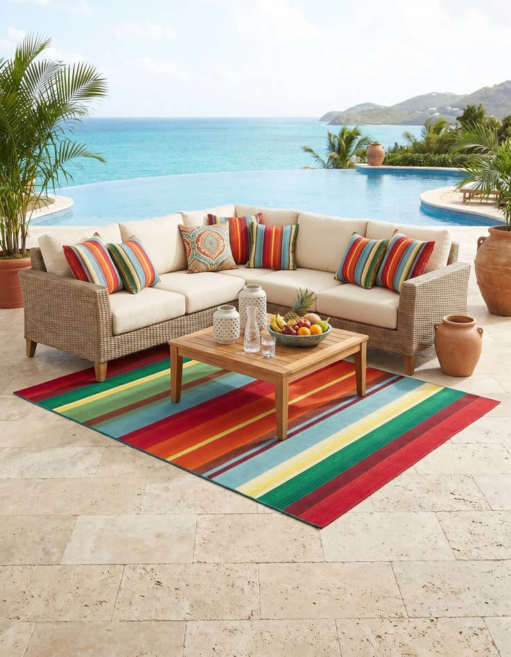 Detail image of 5' 3 x 8' Easy-Clean Modern Indoor / Outdoor Rug