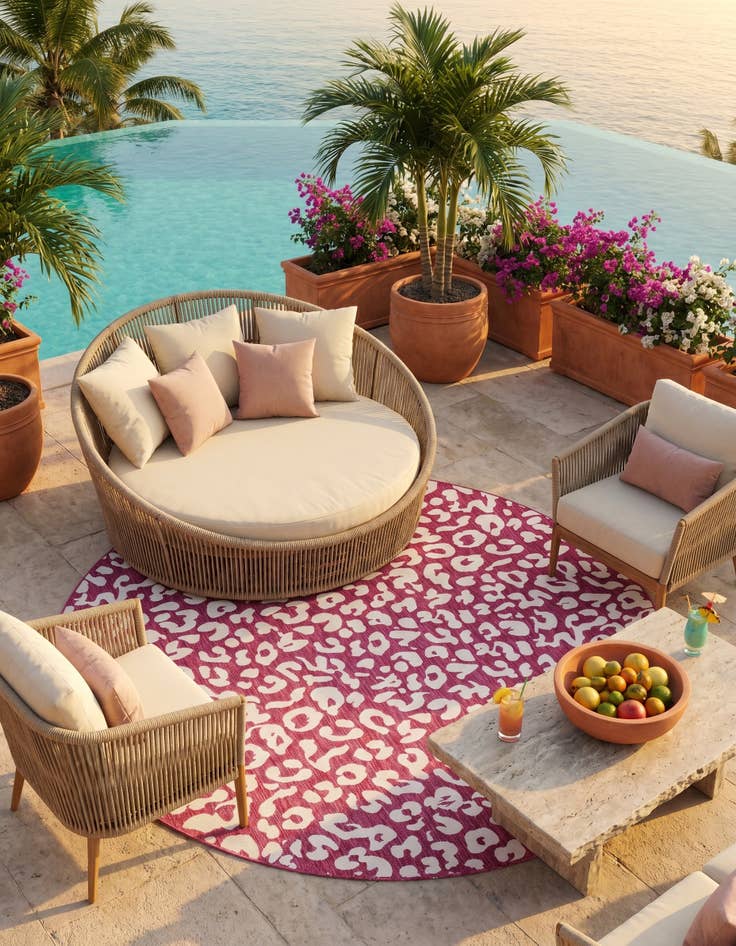 Detail image of 10' x 10' Easy-Clean Safari Indoor / Outdoor Round Rug