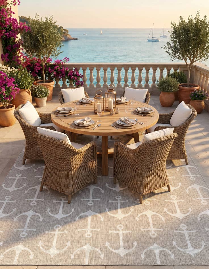 Detail image of 10' x 10' Easy-Clean Coastal Indoor / Outdoor Square Rug