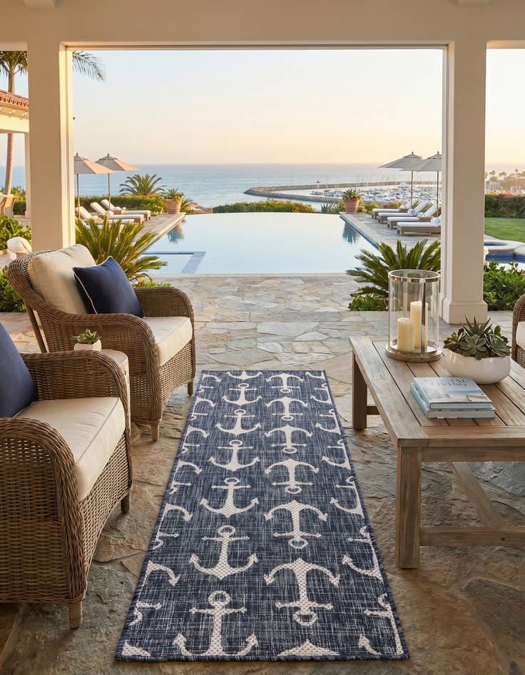 Detail image of 2' x 6' Easy-Clean Coastal Indoor / Outdoor Runner Rug