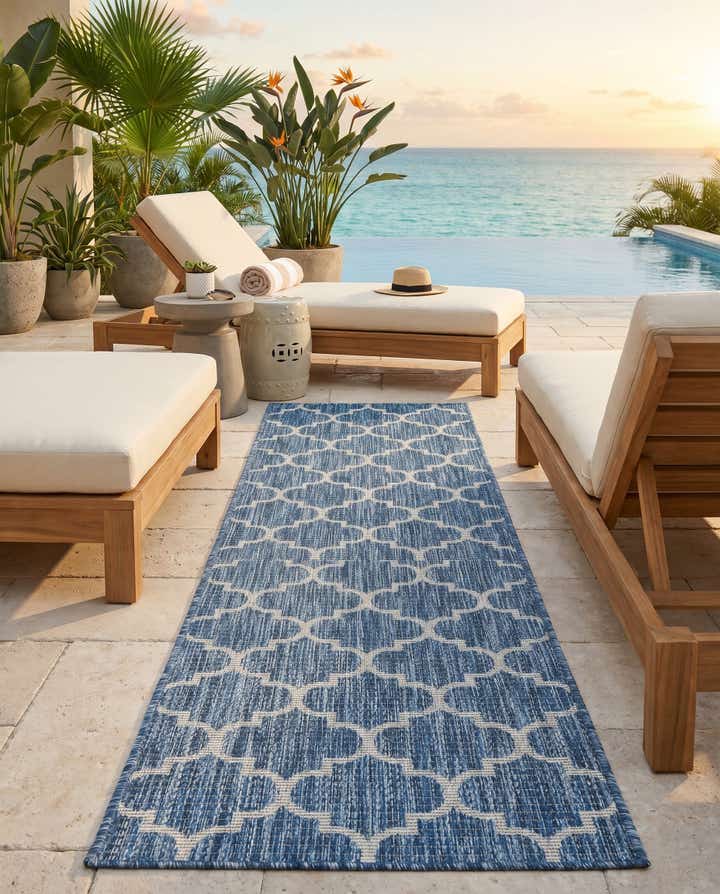 2' x 8' Easy-Clean Lattice Indoor / Outdoor Runner Rug