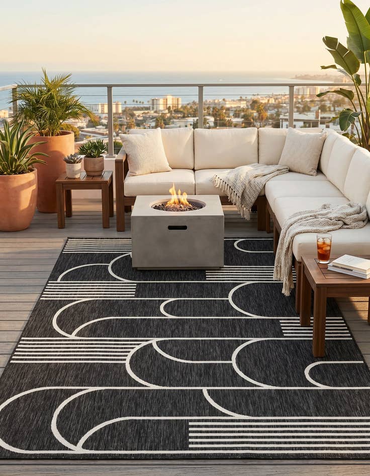 Detail image of 6' x 9' Easy-Clean Modern Indoor / Outdoor Rug