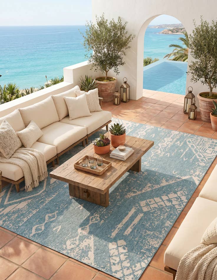 Detail image of 9' x 12' Easy-Clean Bohemian Indoor / Outdoor Rug