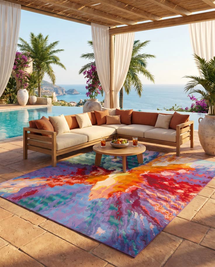 Detail image of 10' x 12' Easy-Clean Modern Indoor / Outdoor Rug