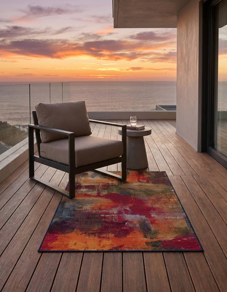 Detail image of 3' 3 x 5' 3 Easy-Clean Modern Indoor / Outdoor Rug
