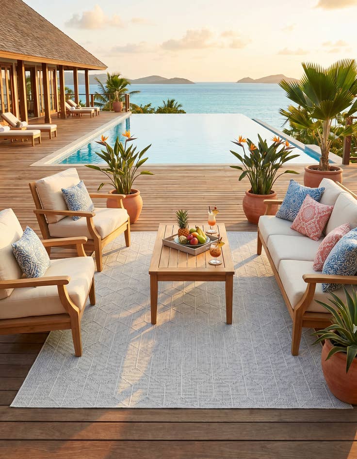 Detail image of 9' x 12' Easy-Clean Trellis Indoor / Outdoor Rug