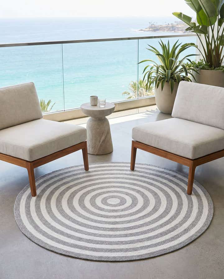 5' 3 x 5' 3 Easy-Clean Eco Verse Washable Indoor / Outdoor Round Rug