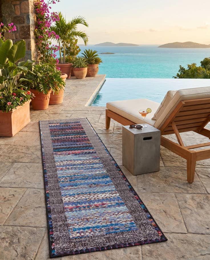 Detail image of 2' x 8' Easy-Clean Modern Indoor / Outdoor Runner Rug