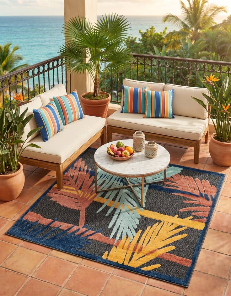 Detail image of 5' 3 x 5' 3 Easy-Clean Belize Indoor / Outdoor Square Rug