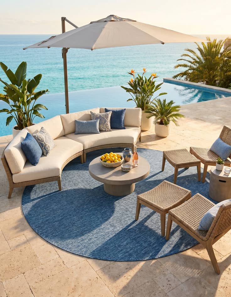 Detail image of 10' x 10' Easy-Clean Solid Indoor / Outdoor Round Rug