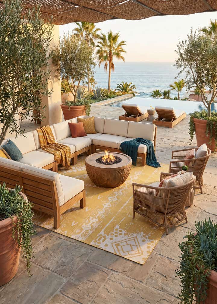 10' 8 x 10' 8 Easy-Clean Bohemian Indoor / Outdoor Square Rug
