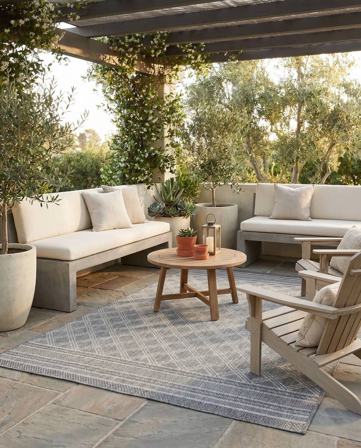 Detail image of 4' 1 x 6' 1 Easy-Clean Lattice Indoor / Outdoor Rug