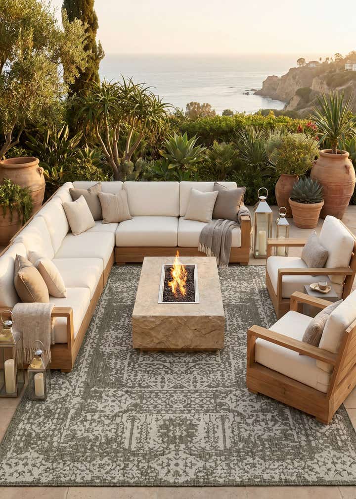 7' 10 x 10' Easy-Clean Traditional Indoor / Outdoor Rug