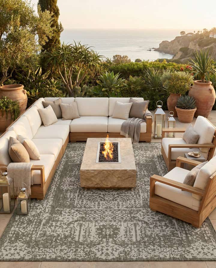 7' 10 x 10' Easy-Clean Traditional Indoor / Outdoor Rug