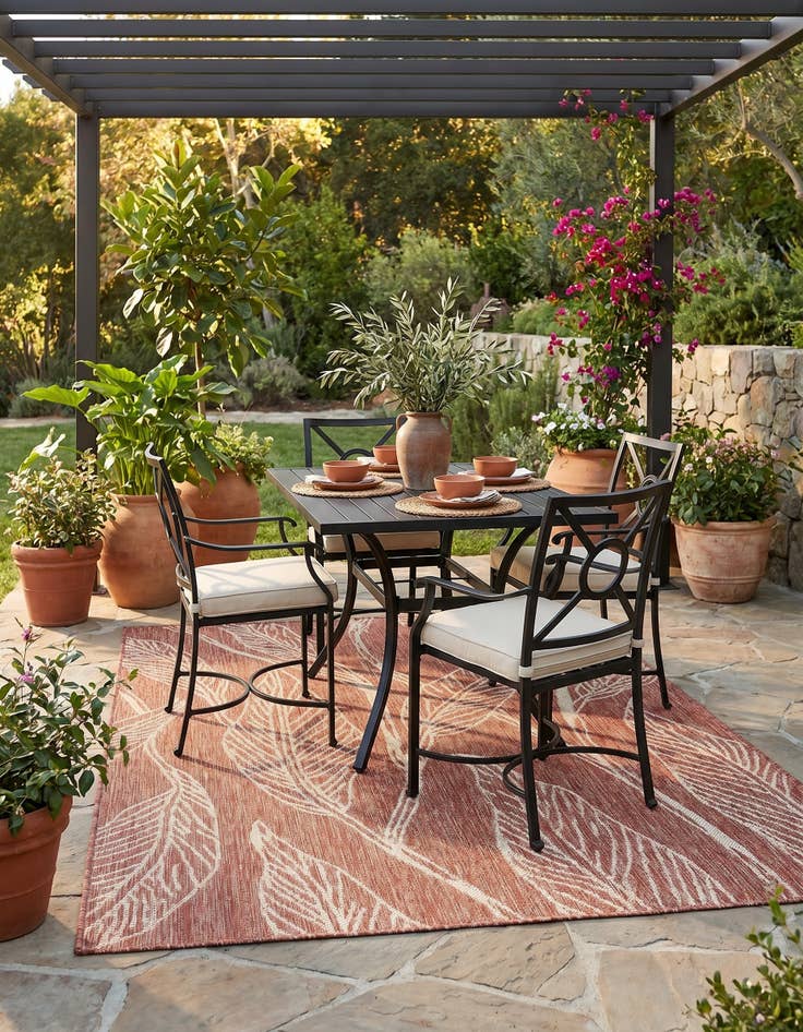 Detail image of 4' x 6' Easy-Clean Botanical Indoor / Outdoor Rug
