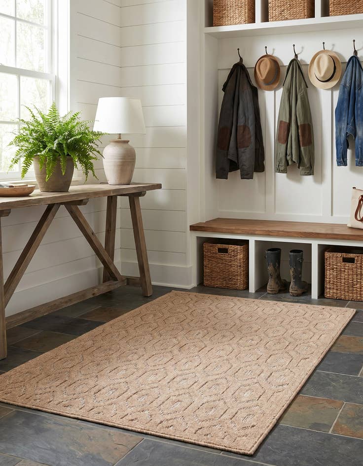 Detail image of 4' x 6' Easy-Clean Trellis Textured Indoor / Outdoor Rug