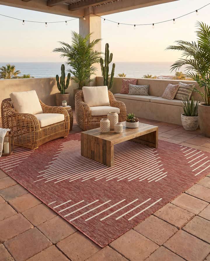 7' x 7' Easy-Clean Modern Indoor / Outdoor Square Rug