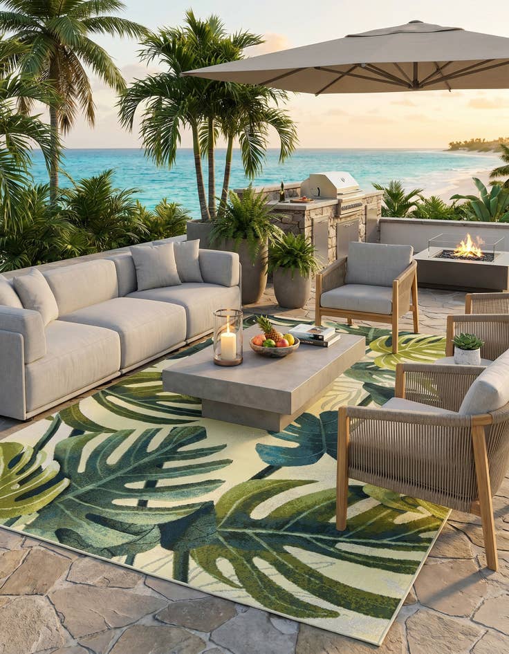 Detail image of 7' x 10' Easy-Clean Botanical Indoor / Outdoor Rug