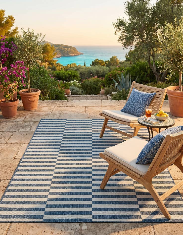 Detail image of 5' 3 x 8' Easy-Clean Ribbon Indoor / Outdoor Rug